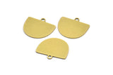 Semi Circle Charm, 10 Raw Brass Irregular Shaped Semi Circle Charms With 1 Loop, Pendant Charms (16x18x0.60mm) A3162
