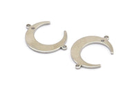 Gümüş Ay Takıları, 1 Delik ve 2 Halkalı 12 Gümüş Tonlu Hilal Ay Takısı, Kolye Uçları, Küpeler (22x16,5x4,5x1 mm) BS 2090 H0594