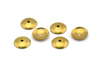 Round Bead Caps, 500 Raw Brass Bead Caps with Middle Hole (10mm) Brs 99 A0229