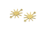 Brass Star Charm, 24 Raw Brass Star Charms With 2 Loops, Connectors (19x15x0.60mm) A3234