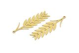 Brass Leaf Charm, 10 Raw Brass Ear Of Wheat Charms With 1 Loop, Charm Pendants (43x13x0.60mm) A3238