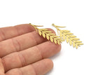 Brass Leaf Charm, 10 Raw Brass Ear Of Wheat Charms With 1 Loop, Charm Pendants (43x13x0.60mm) A3238