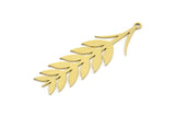 Brass Leaf Charm, 10 Raw Brass Ear Of Wheat Charms With 1 Loop, Charm Pendants (43x13x0.60mm) A3238