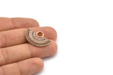 Yarım Daire Kolye, 1 Gül Altın Kaplama Zirkon Taşlı Yarım Daire Kolye, 1 Halka, Mücevher Parçaları (28x18x1,8 mm) Q0381