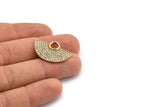 Semi Circle Pendant, 1 Gold Plated White Zircon Pave Semi Circle Necklace Pendant With 1 Loop, Jewelry Findings (28x18x1.8mm) Q0385