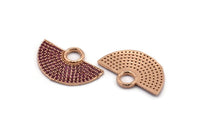 Semi Circle Pendant, 1 Rose Gold Plated Brass Pink Zircon Pave Semi Circle Pendant With 1 Loop, Jewelry Findings (28x18x1.8mm) Q0386