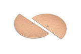 Rose Half Moon, 2 Rose Gold Plated Brass Textured Semi Circle Blanks With 1 Hole, Charms, Earrings, Pendants (36x18x0.60mm) D0746