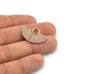 Semi Circle Pendant, 1 Rose Gold Plated Zircon Pave Semi Circle Necklace Pendant With 1 Loop, Jewelry Findings (28x18x1.8mm) Q0387