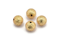 Gold Ball Bead, 6 Gold Plated Brass Spacer Beads, Findings (12mm) D968 Q0925