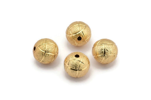 Gold Ball Bead, 6 Gold Plated Brass Spacer Beads, Findings (12mm) D968 Q0925