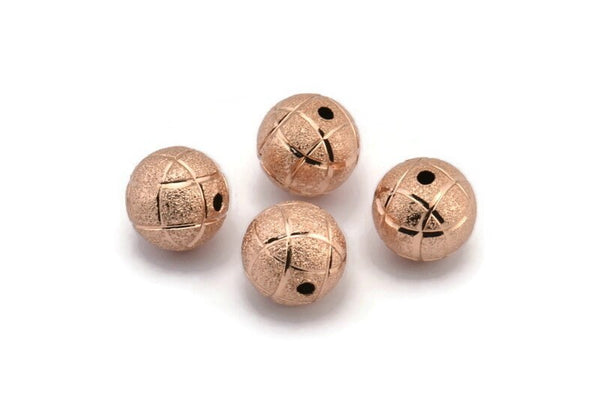 Rose Gold Ball Bead, 6 Rose Gold Plated Brass Spacer Beads, Findings (12mm) D968 Q0925