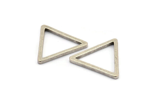 Silver Triangle Charm - 12 Antique Silver Plated Triangle Charms (27x2mm) D0014 H0385