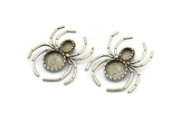 Silver Spider Charm, Antique Silver Plated Brass Spider Charms With 1 Loop, Pendants, Findings (46x40mm) N1016 Q0720