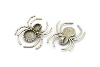 Silver Spider Charm, Antique Silver Plated Brass Spider Charms With 1 Loop, Pendants, Findings (46x40mm) N1016 Q0720
