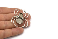 Silver Spider Charm, Antique Silver Plated Brass Spider Charms With 1 Loop, Pendants, Findings (46x40mm) N1016 Q0720