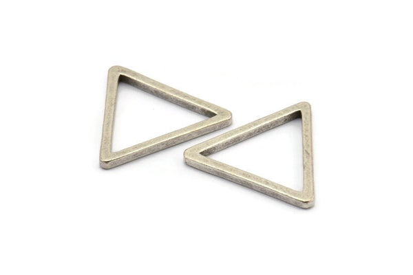 Gümüş Üçgen Charm - 6 Antik Gümüş Kaplama Üçgen Charm (27x2mm) D0014 H0385