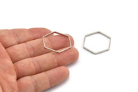 Silver Hexagon Charm, 12 Nickel Free Plated Silver Tone Hexagon Ring Charms (25x0.8x2mm) BS 1189 H0547