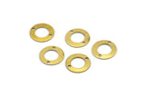 Brass Circle Connector, 100 Raw Brass Circles With 2 Holes And Middle Hole Connectors (10mm) A0538