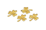 Maple Leaf Blank, 24 Raw Brass Clover Blanks With 1 Loop (17x14x0.6mm)  A0796