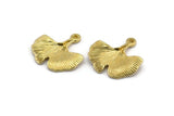 Gingko Leaf Pendant, Raw Brass Leaf Charms (20x21mm) N0394