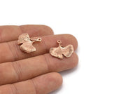 Gingko Leaf Pendant, 2 Rose Gold Plated Brass Leaf Charms (20x21mm) N0394 Q0077