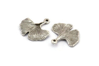 Gingko Yaprağı Kolye, 5 Antik Gümüş Kaplama Pirinç Yaprak Tılsımı (20x21mm) N0394