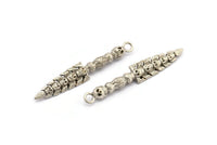 Tribal Sword Pendant, 1 Antique Silver Plated Sword Pendant with Skulls (59x10x6mm) N0193 H0191