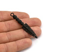 Black Tribal Sword Pendant, 1 Oxidized Brass Black Sword Pendant with Skulls (59x10x6mm) N0193 S136