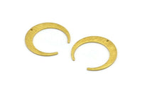 Pirinç Ay Tılsımı, 1 Delikli 12 Ham Pirinç Dokulu Hilal Ay Tılsımı, Bağlantı Parçaları (27x25x1mm) D931