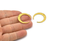 Pirinç Ay Tılsımı, 1 Delikli 12 Ham Pirinç Dokulu Hilal Ay Tılsımı, Bağlantı Parçaları (27x25x1mm) D931