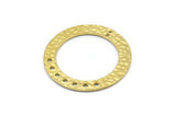 Brass Ring Charm, Hammered Raw Brass Round Charms With 9 Holes, Pendants, Findings (35x5x1mm) N0371