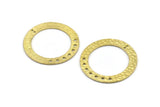 Brass Ring Charm, Hammered Raw Brass Round Charms With 9 Holes, Pendants, Findings (35x5x1mm) N0371