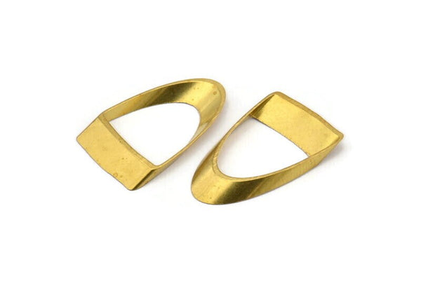 Brass Half Circle  - 24 Raw Brass Semi Circle Thick Cut Connectors (8x16x0.4x2x25mm) D0061