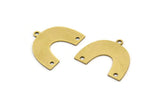 Brass Charm, 12 Raw Brass, Brass Pendants, Charm Pendants, U Shaped Charms, Brass Semi Circle Charms With 3 Holes (20x16x0.60mm) A3222