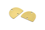 Semi Circle Charm, 10 Raw Brass Half Moon Charms With 2 Holes, Brass Connectors (18x14x0.60mm) A3214