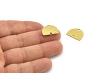Semi Circle Charm, 10 Raw Brass Half Moon Charms With 2 Holes, Brass Connectors (18x14x0.60mm) A3214