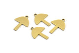 Brass Mushroom Charm, 12 Raw Brass Mushroom Charms With 1 Loop, Charm Pendants (20x16x1mm) A3288