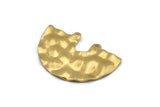 Semi Circle Charm, 8 Raw Brass Hammered Semi Circle Charm Pendants With 2 Holes (33x22x0.80mm) D0673