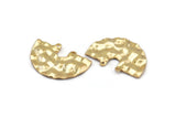 Semi Circle Charm, 2 Gold Plated Brass Hammered Semi Circle Charm Pendants With 2 Holes (33x22x0.80mm) D0673