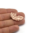 Semi Circle Charm, 2 Rose Gold Plated Brass Hammered Semi Circle Charm Pendants With 2 Holes (33x22x0.80mm) D0673