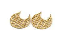 Gold Ethnic Pendant, 1 Gold Plated Brass Ethnic Pendants With 2 Loops (41x2mm) E246 Q0511