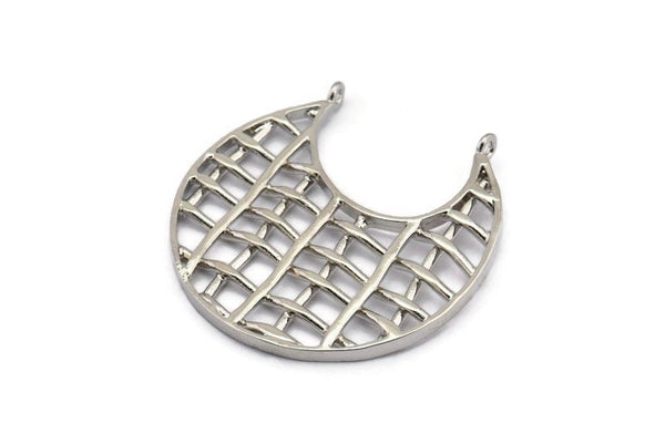Silver Ethnic Pendant, 1 Silver Tone Ethnic Pendants With 2 Loops (41x2mm) E246 H0586