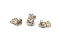 Silver Crown Stopper, 25 Antique Silver Plated Brass Heart Earring Back Stopper, Earring Stud Back Stoppers (14x10mm) D1059 H1100