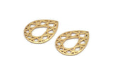 Gold Drop Charm, 4 Gold Plated Brass Drop Shaped Charms With 1 Hole, Pendants, Earrings, Findings (24x19x0.80mm) D851 Q0788
