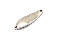 Silver Irregular Charm, 4 Antique Silver Plated Brass Marquise Connectors With 2 Hole, Findings (36x10.5x1.5mm) D1174