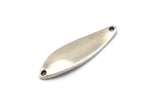 Silver Irregular Charm, 4 Antique Silver Plated Brass Marquise Connectors With 2 Hole, Findings (36x10.5x1.5mm) D1174