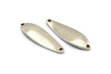 Silver Irregular Charm, 4 Antique Silver Plated Brass Marquise Connectors With 2 Hole, Findings (36x10.5x1.5mm) D1174