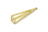 Brass Triangle Prism, 3 Raw Brass Triangle Prism Pendants With 1 Loop (45x10mm) BS 1983