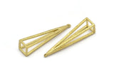 Brass Triangle Prism, 3 Raw Brass Triangle Prism Pendants With 1 Loop (45x10mm) BS 1983