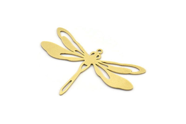 Brass Dragonfly Charm, 6 Raw Brass Dragonfly Shaped Charms With 1 Loop, Pendants, Findings (31x48x0.60mm) A3302